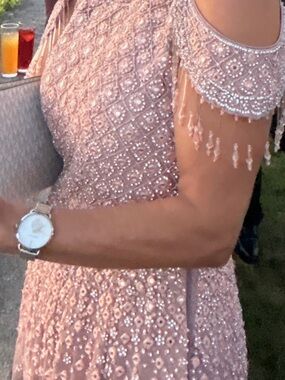 Anarkali pink beaded gown with dupatta